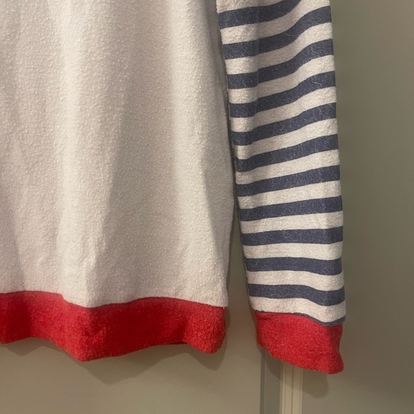 Michael Lauren Serge Stripe Pullover in Cloud & Cayenne in Size Xsmall - Picture 4 of 9